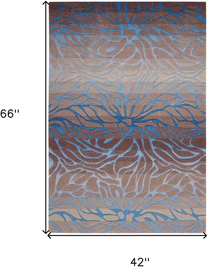 Gray and Blue Abstract Area Rug Photo 3