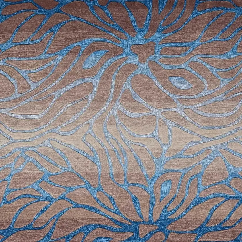 Gray and Blue Abstract Area Rug Photo 3