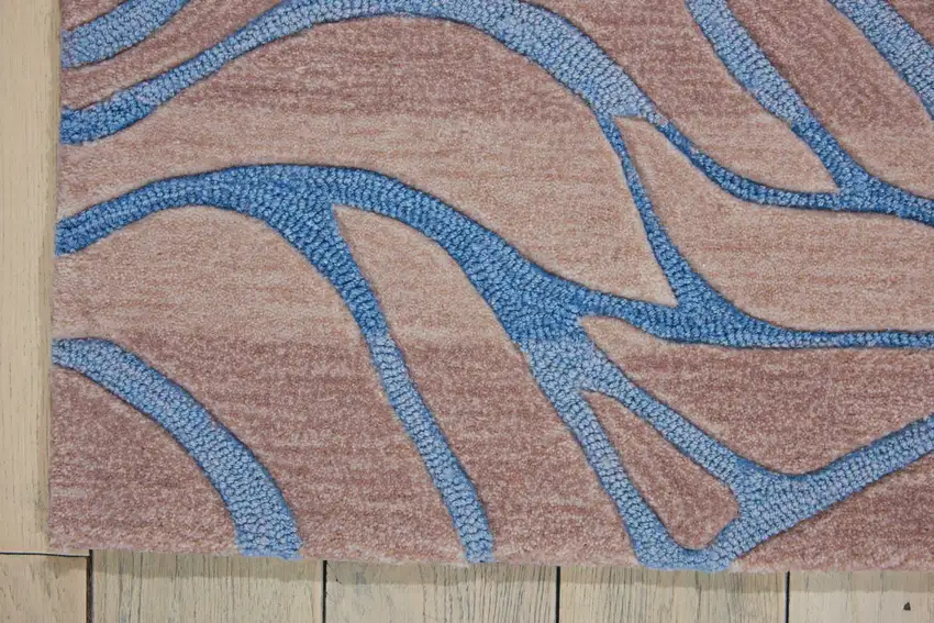 Gray and Blue Abstract Area Rug Photo 6