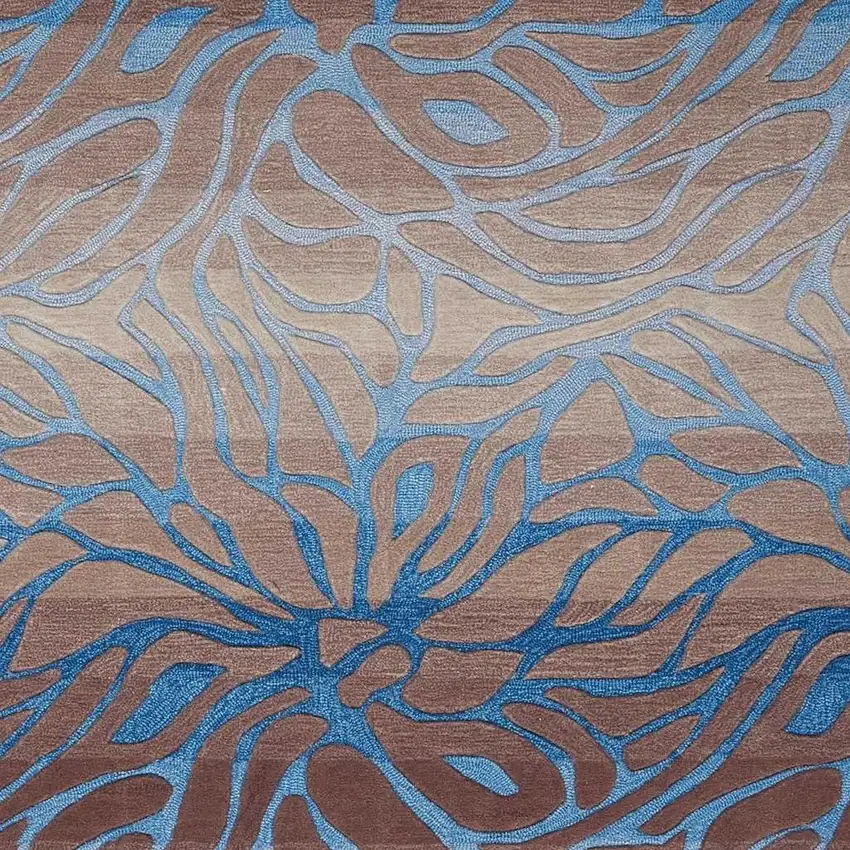 Gray and Blue Abstract Area Rug Photo 5