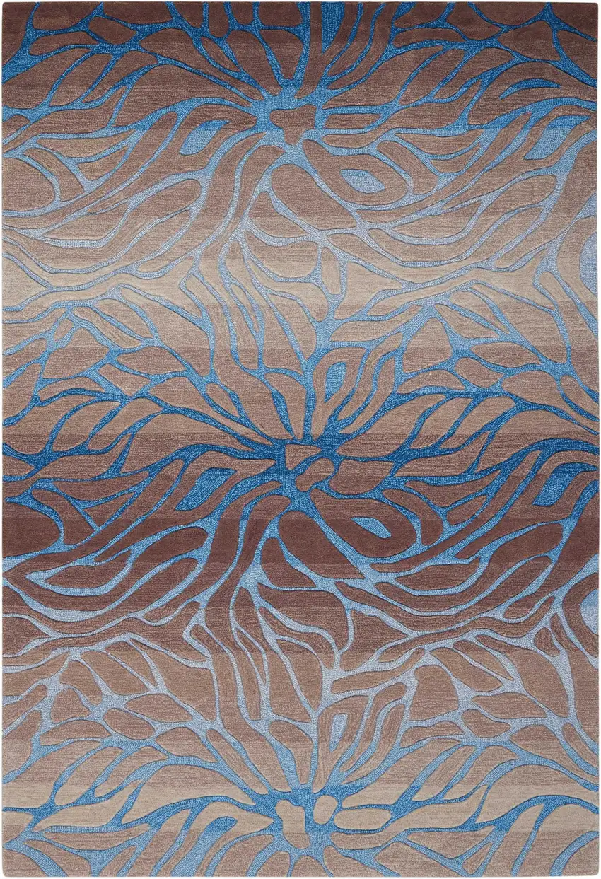 Gray and Blue Abstract Area Rug Photo 4