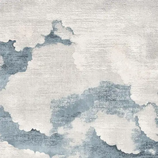 Gray and Blue Abstract Power Loom Area Rug Photo 5