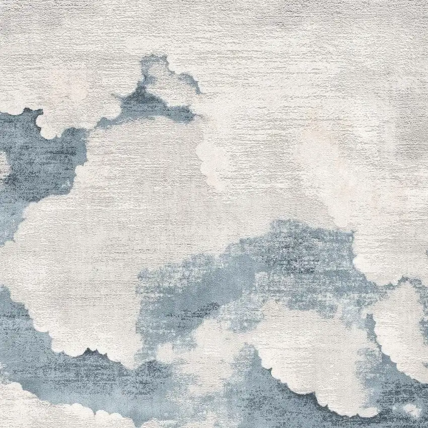 Gray and Blue Abstract Power Loom Area Rug Photo 5