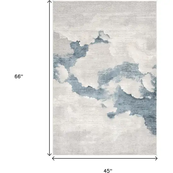 Gray and Blue Abstract Power Loom Area Rug Photo 3