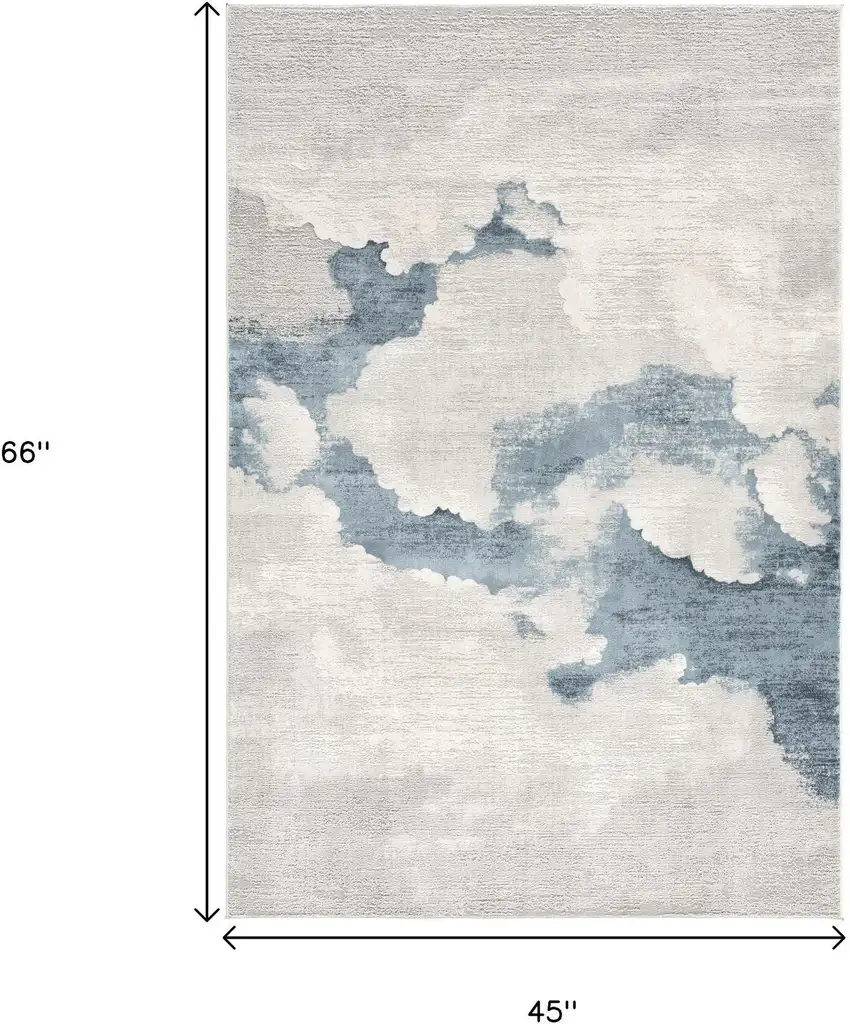 Gray and Blue Abstract Power Loom Area Rug Photo 3