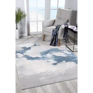 Photo of Gray and Blue Abstract Clouds Area Rug