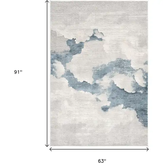 Gray and Blue Abstract Area Rug Photo 3
