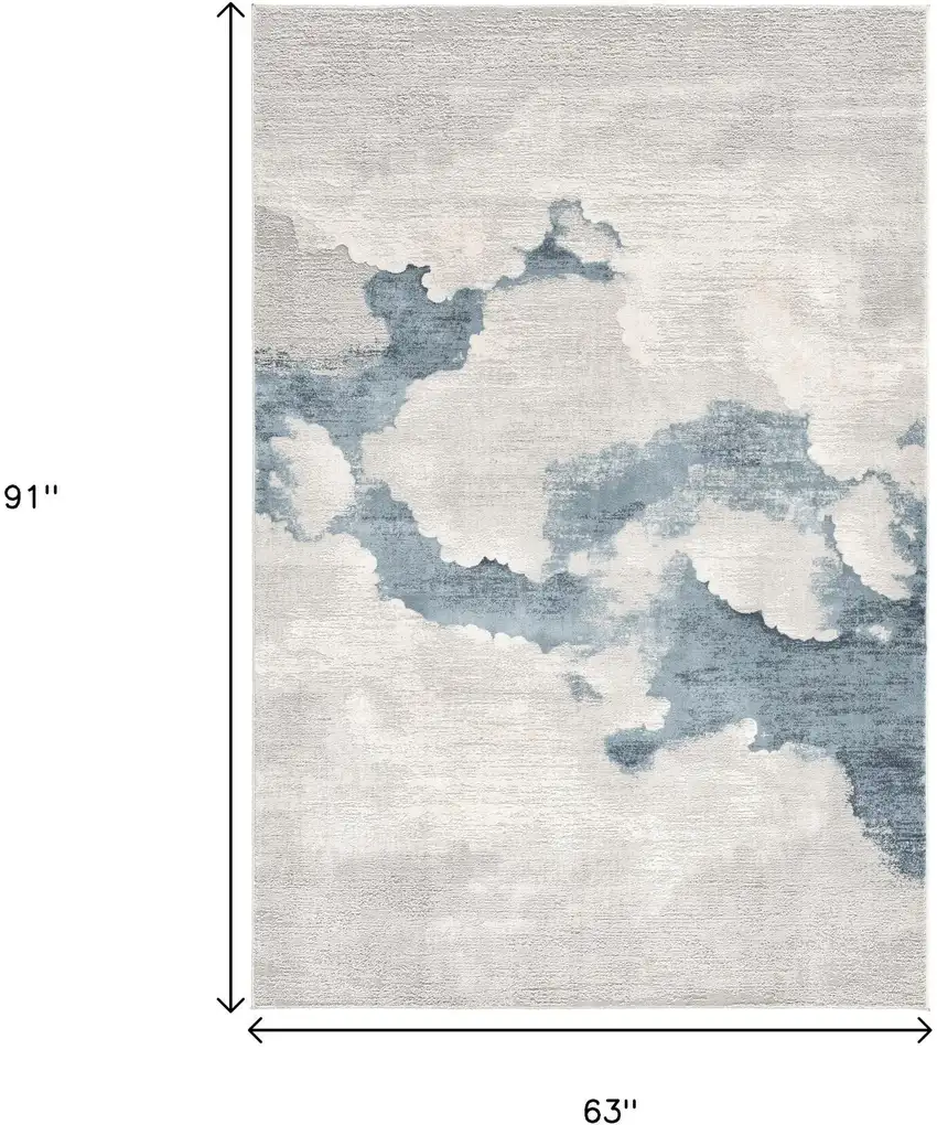 Gray and Blue Abstract Area Rug Photo 3