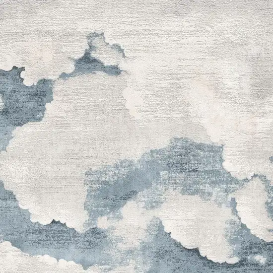 Gray and Blue Abstract Area Rug Photo 5