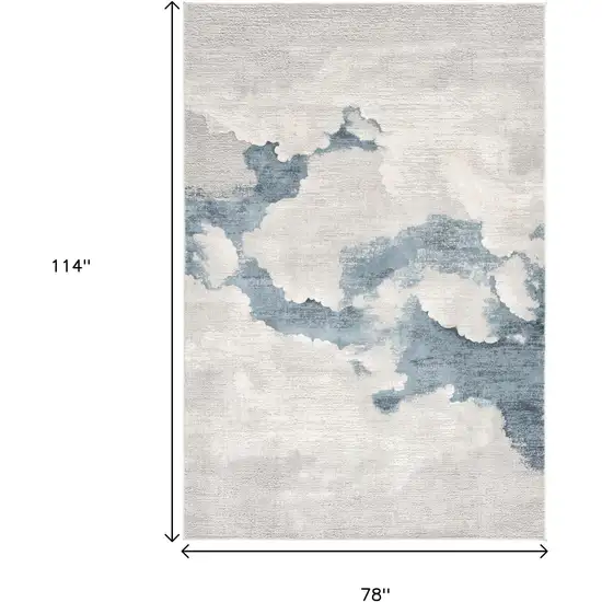 Gray and Blue Abstract Area Rug Photo 3