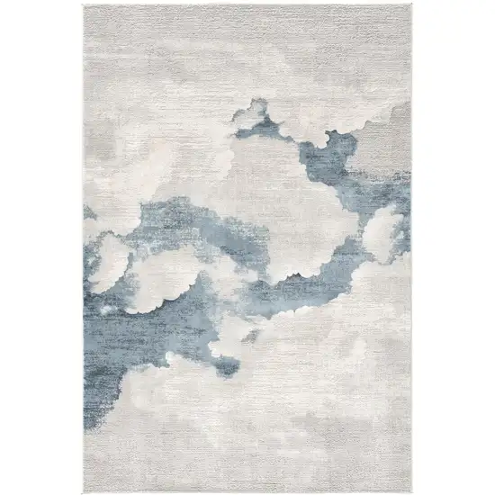 Gray and Blue Abstract Area Rug Photo 5