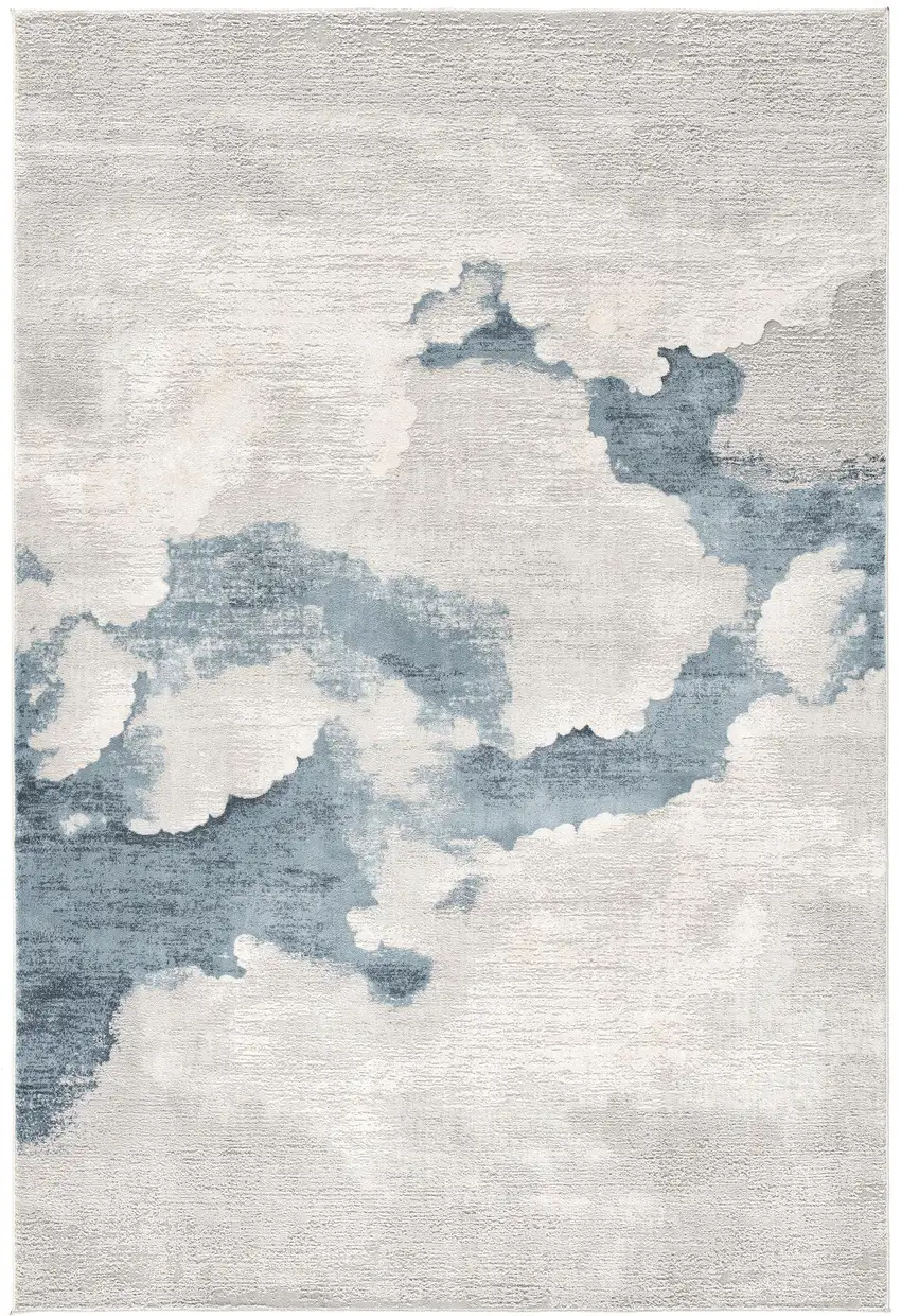 Gray and Blue Abstract Area Rug Photo 5