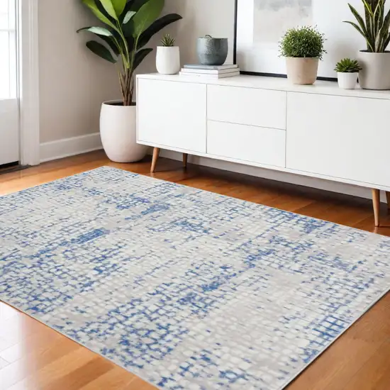 Blue And Gray Geometric Area Rug Photo 2