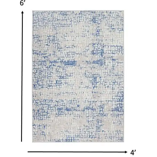 Gray and Blue Abstract Grids Area Rug Photo 1