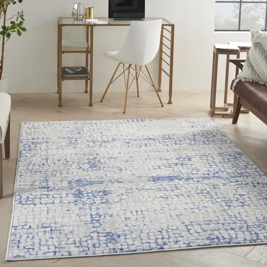 Blue And Gray Geometric Area Rug Photo 3