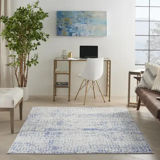 Blue And Gray Geometric Area Rug Photo 4