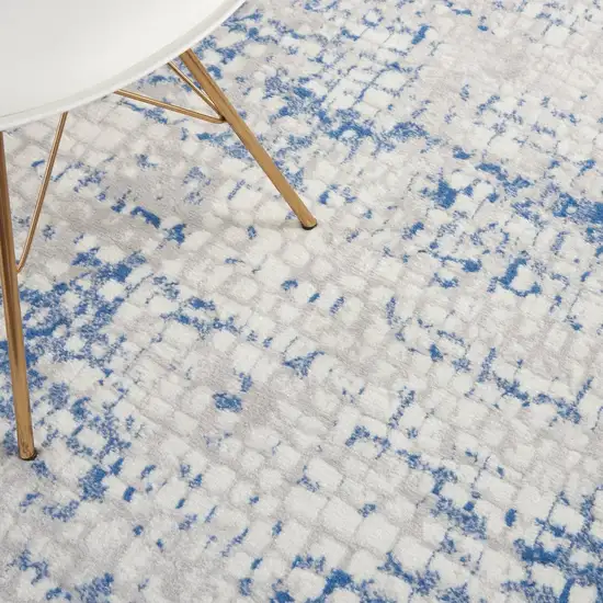 Gray and Blue Abstract Grids Area Rug Photo 2