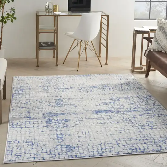 Blue And Gray Geometric Area Rug Photo 3