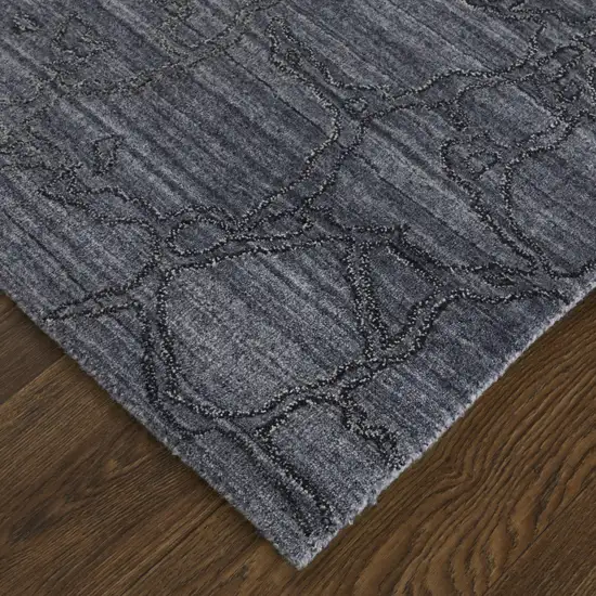 Gray and Blue Abstract Hand Woven Area Rug Photo 9