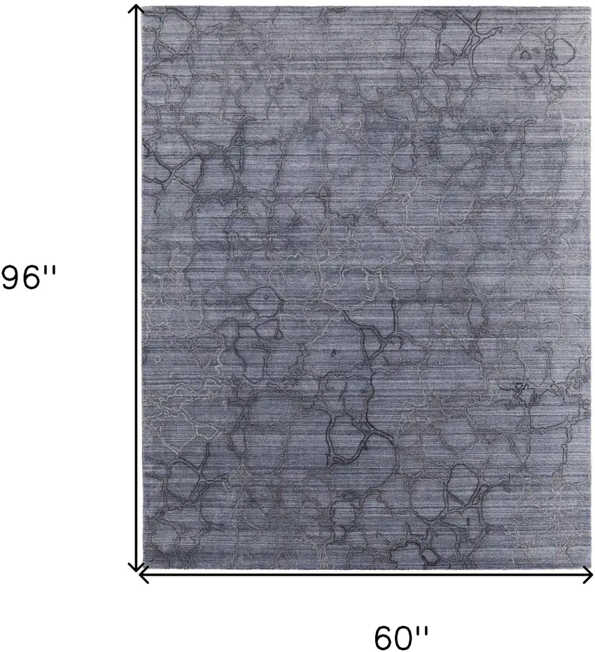 Gray and Blue Abstract Hand Woven Area Rug Photo 3