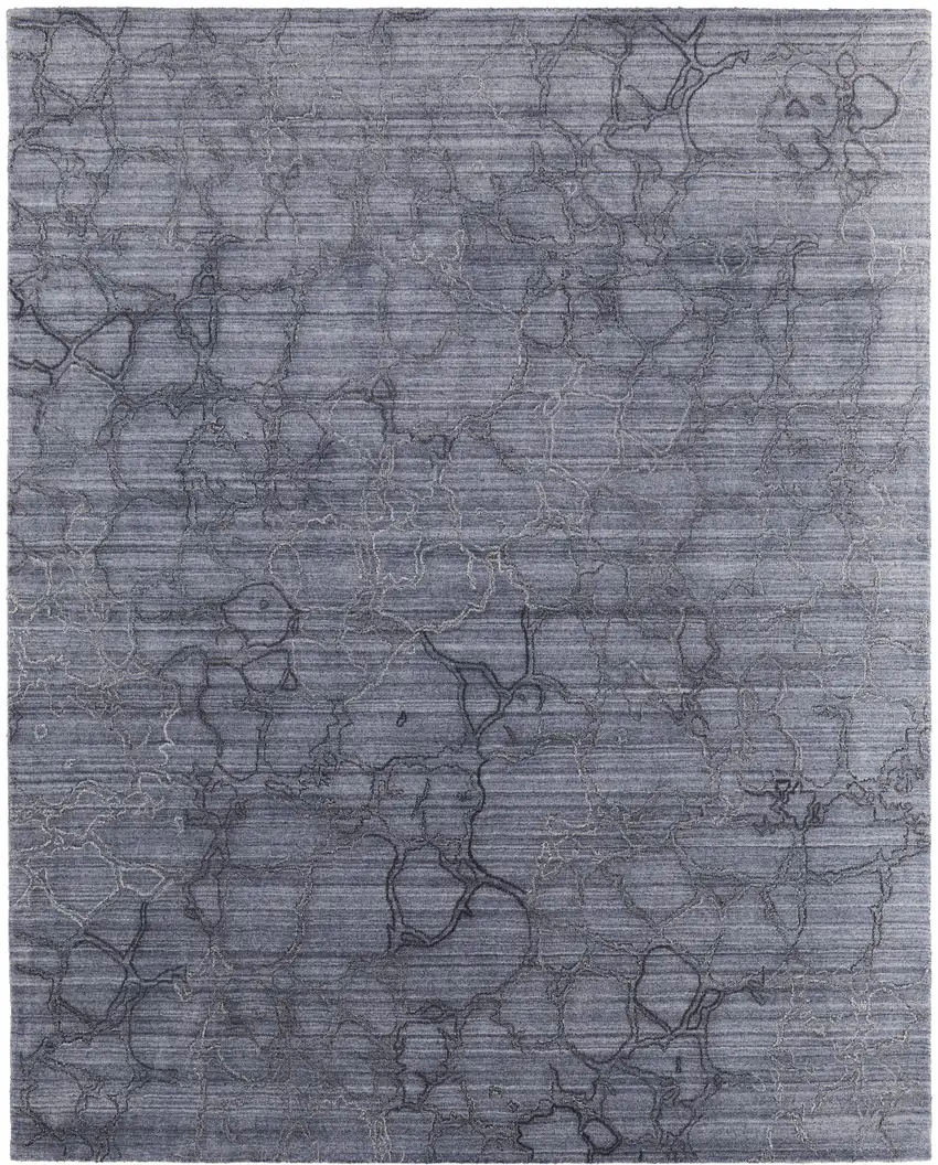 Gray and Blue Abstract Hand Woven Area Rug Photo 5