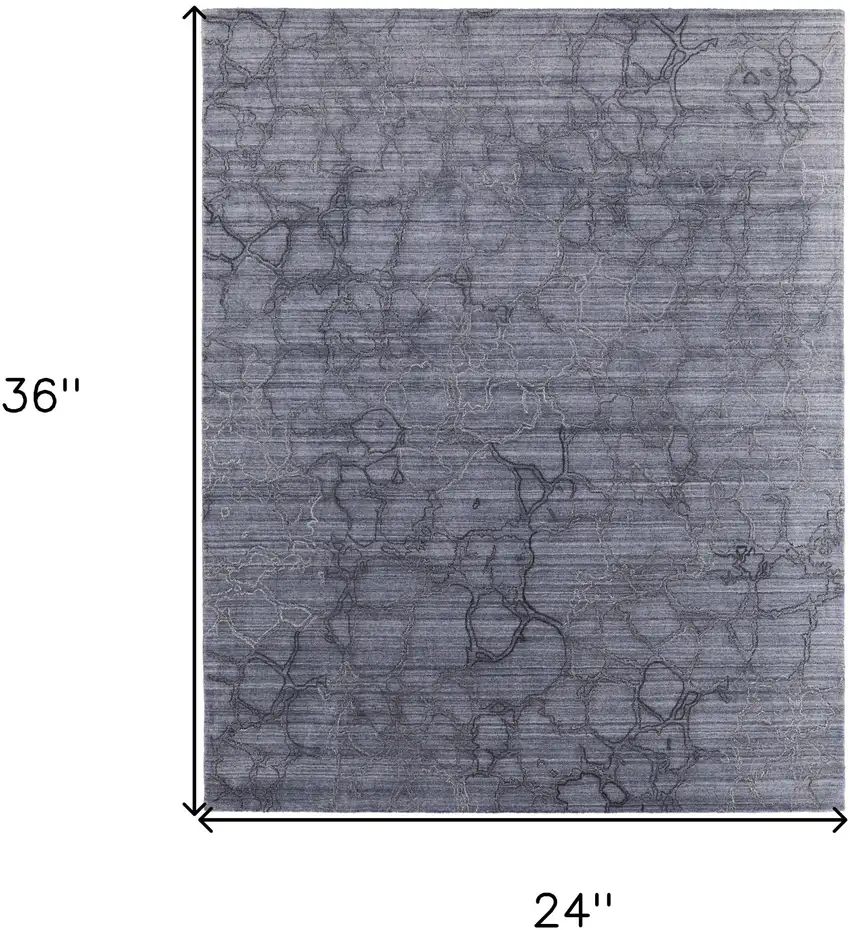 Gray and Blue Abstract Hand Woven Area Rug Photo 3