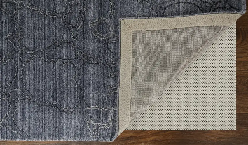 Gray and Blue Abstract Hand Woven Area Rug Photo 4