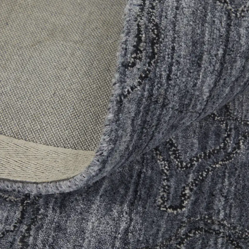 Gray and Blue Abstract Hand Woven Area Rug Photo 7
