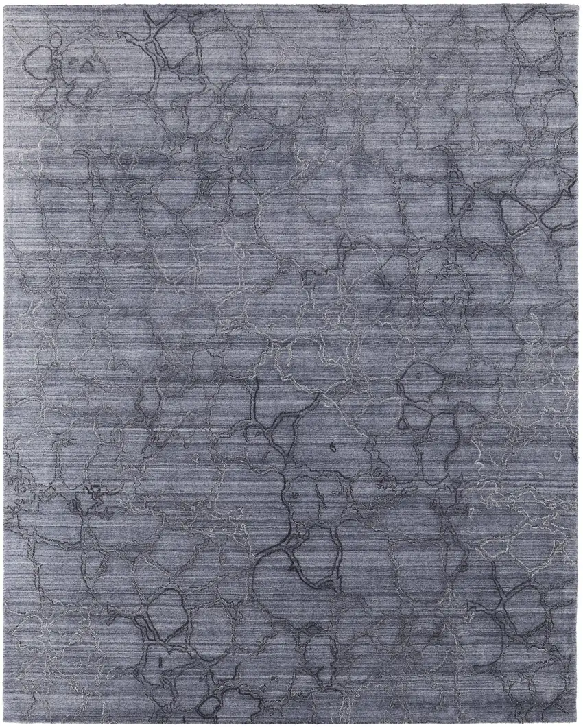 Gray and Blue Abstract Hand Woven Area Rug Photo 2