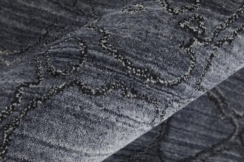Gray and Blue Abstract Hand Woven Area Rug Photo 8