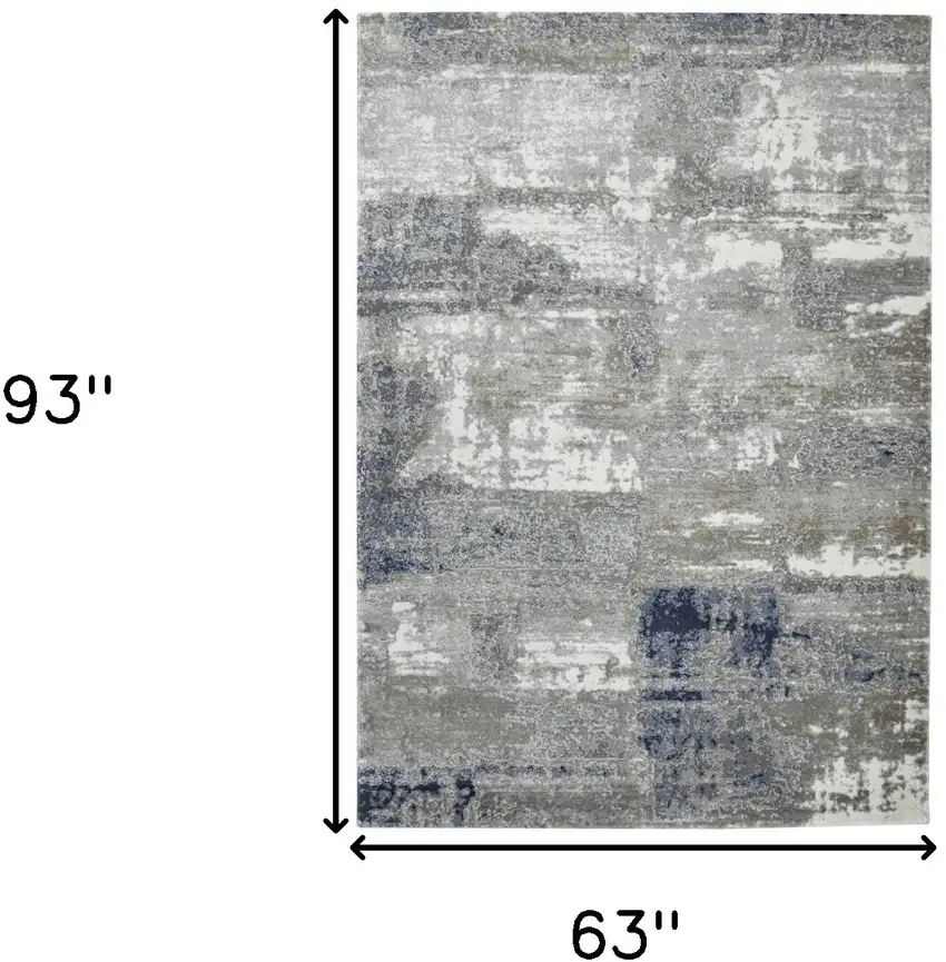 Gray and Blue Abstract Power Loom Area Rug Photo 6