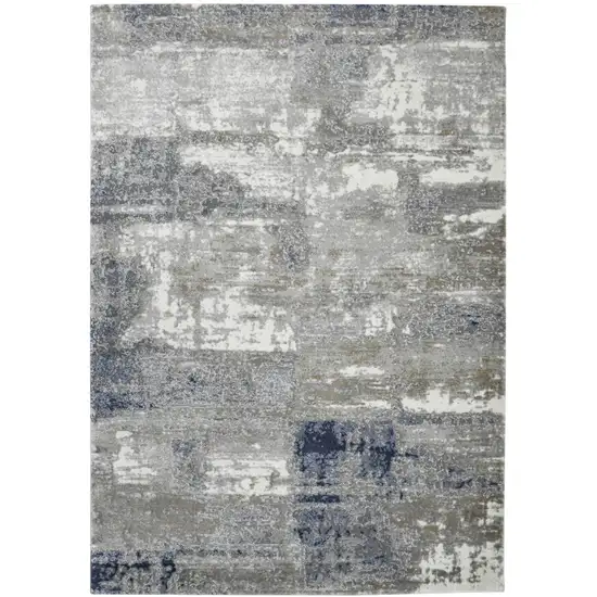 Gray and Blue Abstract Power Loom Area Rug Photo 1