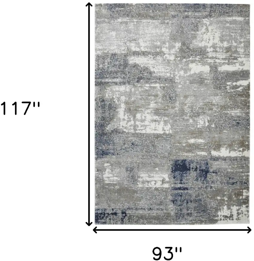 Gray and Blue Abstract Power Loom Area Rug Photo 6