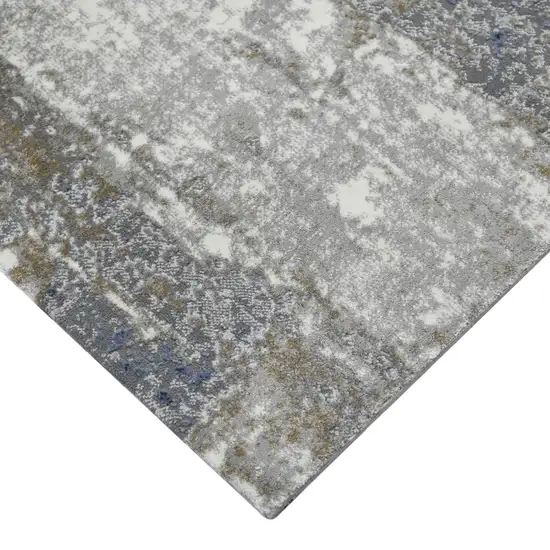 Gray and Blue Abstract Power Loom Area Rug Photo 3