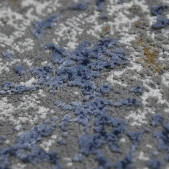 Gray and Blue Abstract Power Loom Area Rug Photo 9