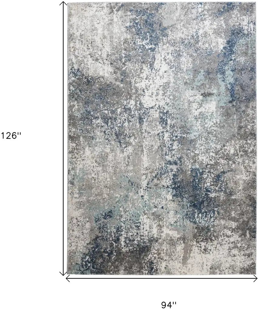 Gray and Blue Abstract Power Loom Area Rug Photo 5