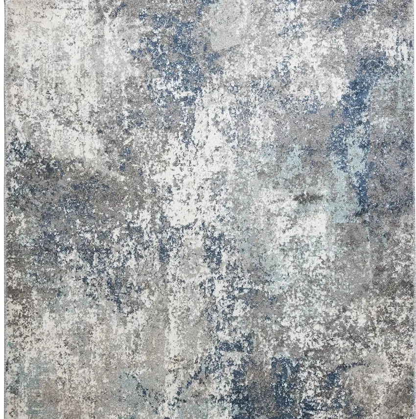 Gray and Blue Abstract Power Loom Area Rug Photo 6