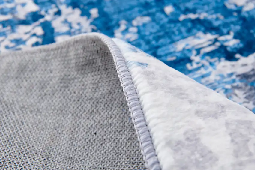 Gray and Blue Abstract Printed Washable Non Skid Area Rug Photo 4