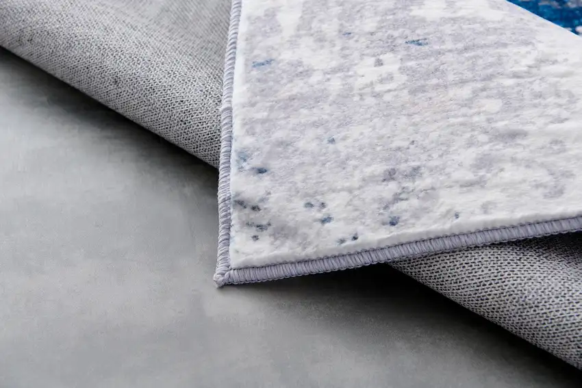 Gray and Blue Abstract Printed Washable Non Skid Area Rug Photo 7