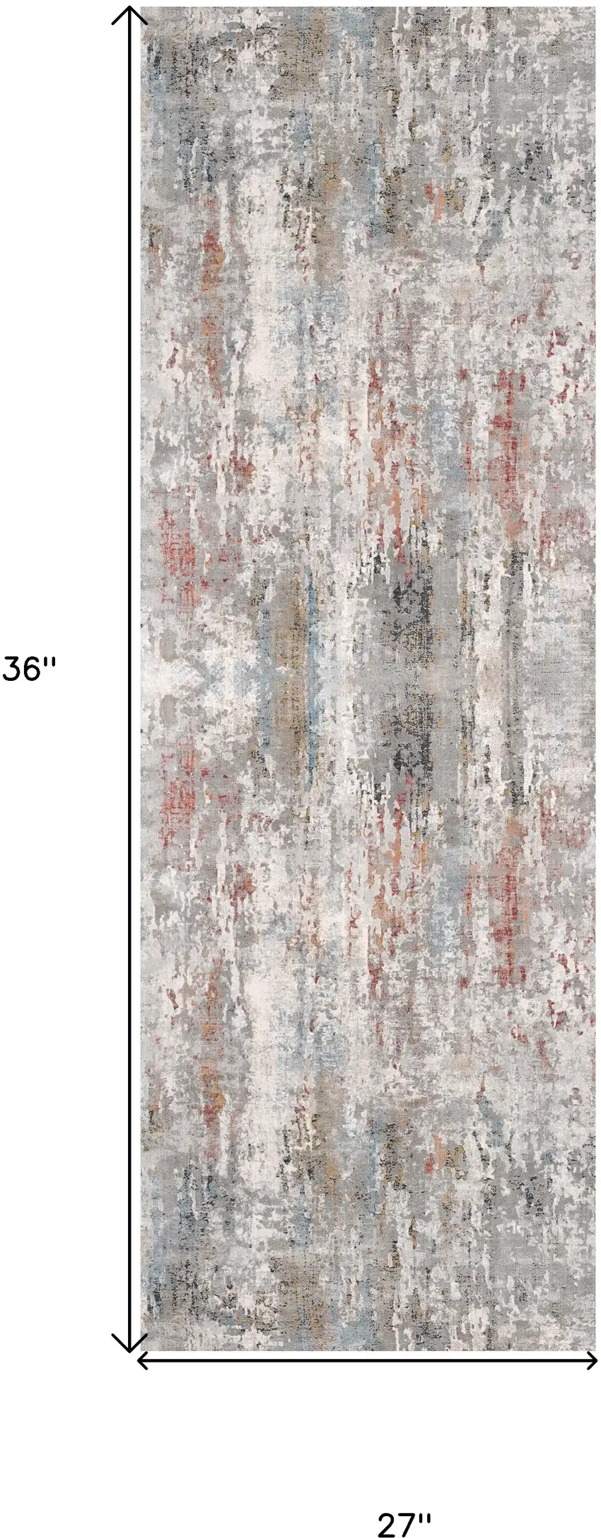 Gray and Blue Abstract Washable Non Skid Area Rug Photo 3
