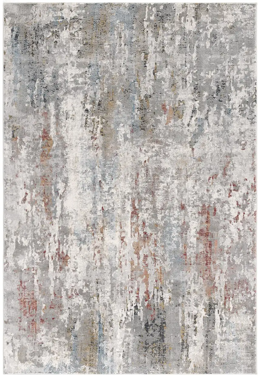 Gray and Blue Abstract Washable Non Skid Area Rug Photo 2