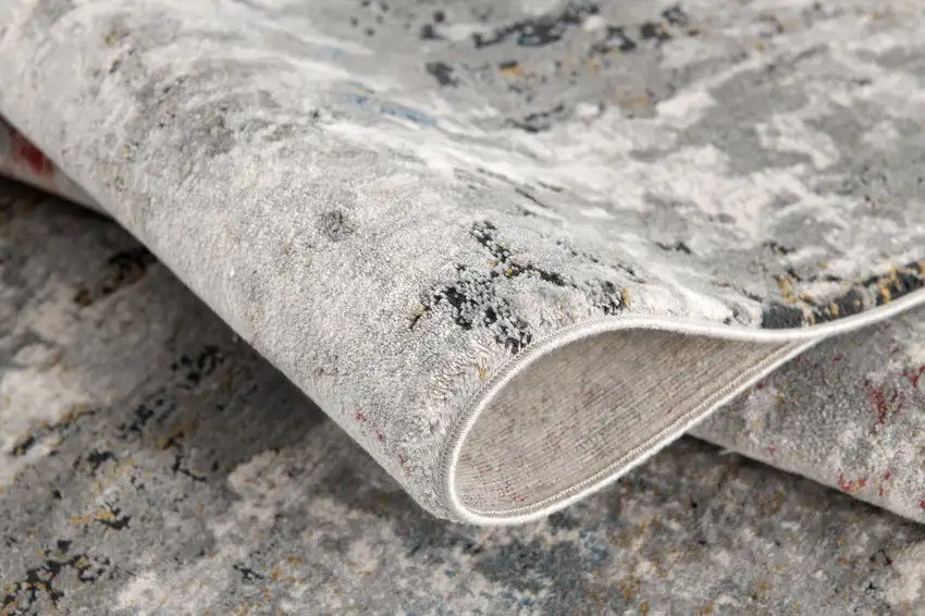 Gray and Blue Abstract Washable Non Skid Area Rug Photo 7