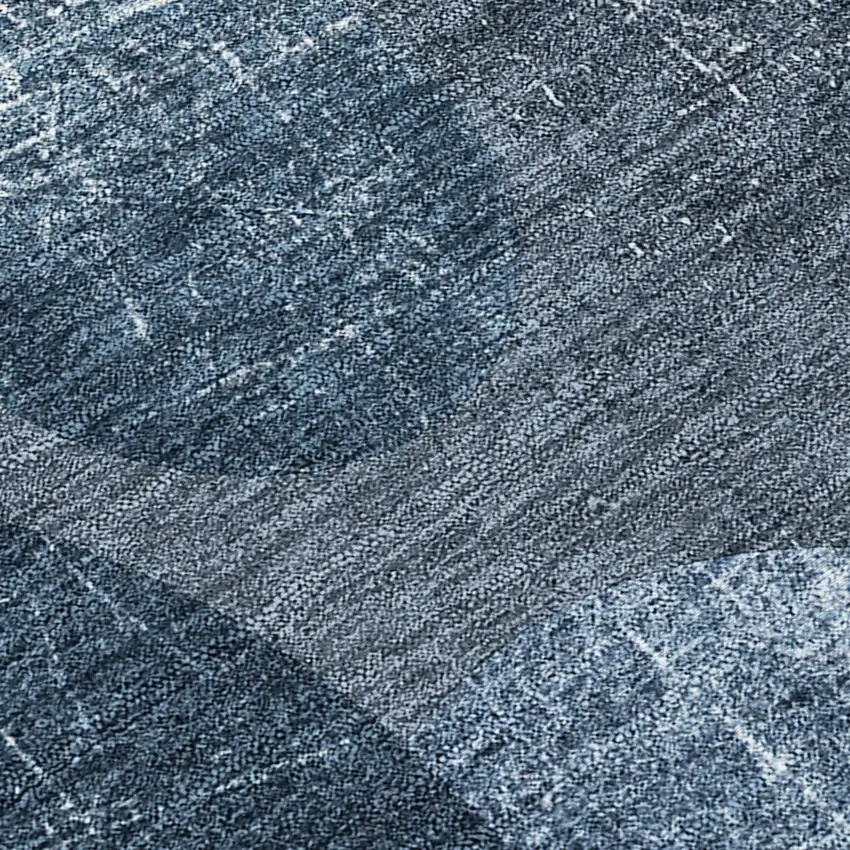 Gray and Blue Abstract Washable Non Skid Indoor Outdoor Area Rug Photo 6