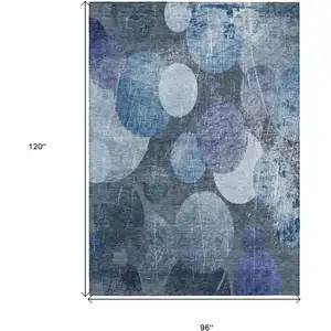 Photo of Gray and Blue Abstract Washable Non Skid Indoor Outdoor Area Rug