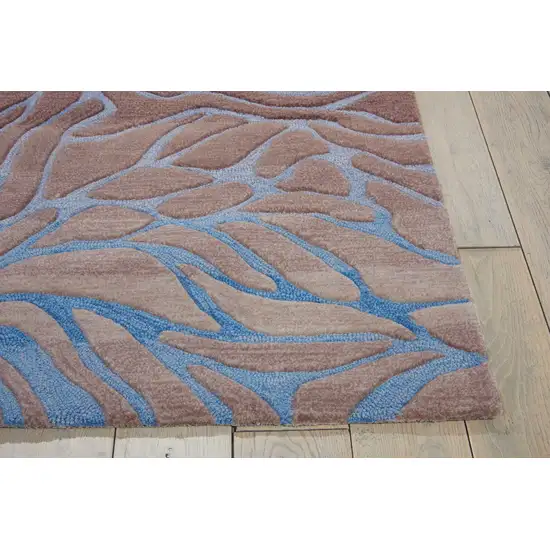 Gray and Blue Botanical Leaves Area Rug Photo 8