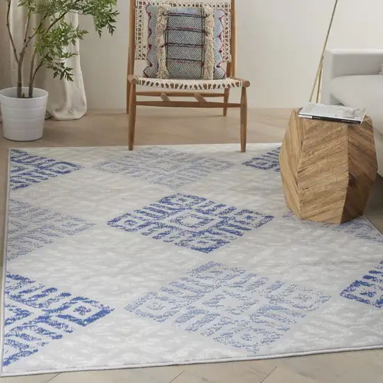 Blue And Gray Geometric Area Rug Photo 4