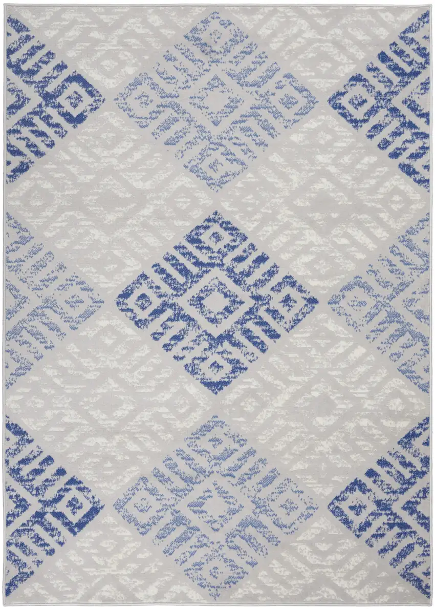 Gray and Blue Diamonds Area Rug Photo 1