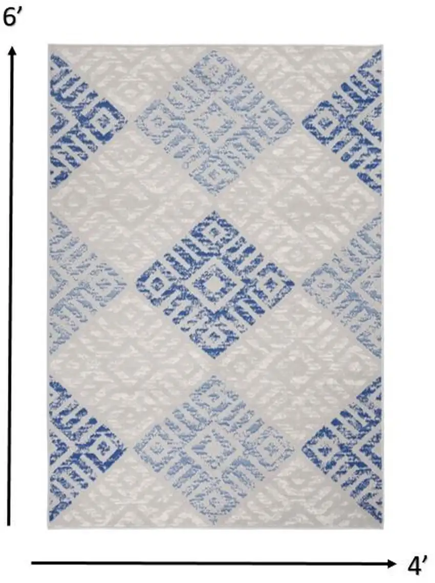 Gray and Blue Diamonds Area Rug Photo 6