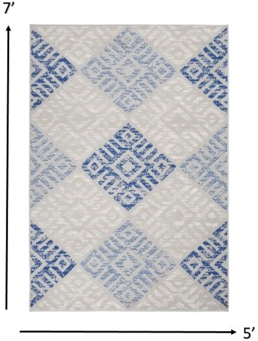 Gray and Blue Diamonds Area Rug Photo 6
