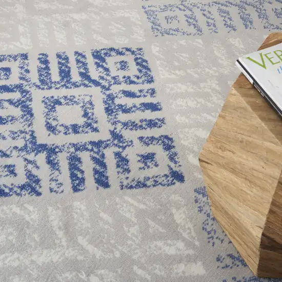 Blue And Gray Geometric Area Rug Photo 9